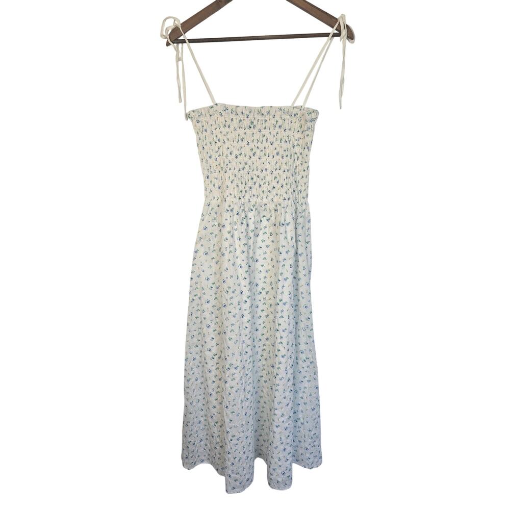 Rails Faith Bluebell Floral Eyelet Smocked Midi Dress NWT Size: L - Picture 2 of 7